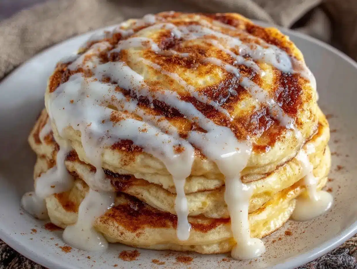 fluffy cinnamon roll pancakes preparation steps