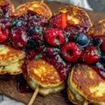 fluffy mini pancake skewers - featured image