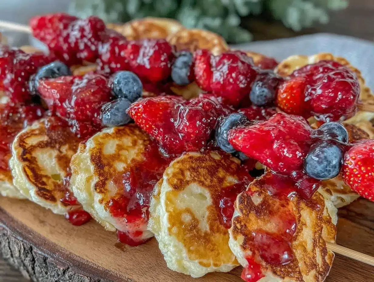 fluffy mini pancake skewers preparation steps