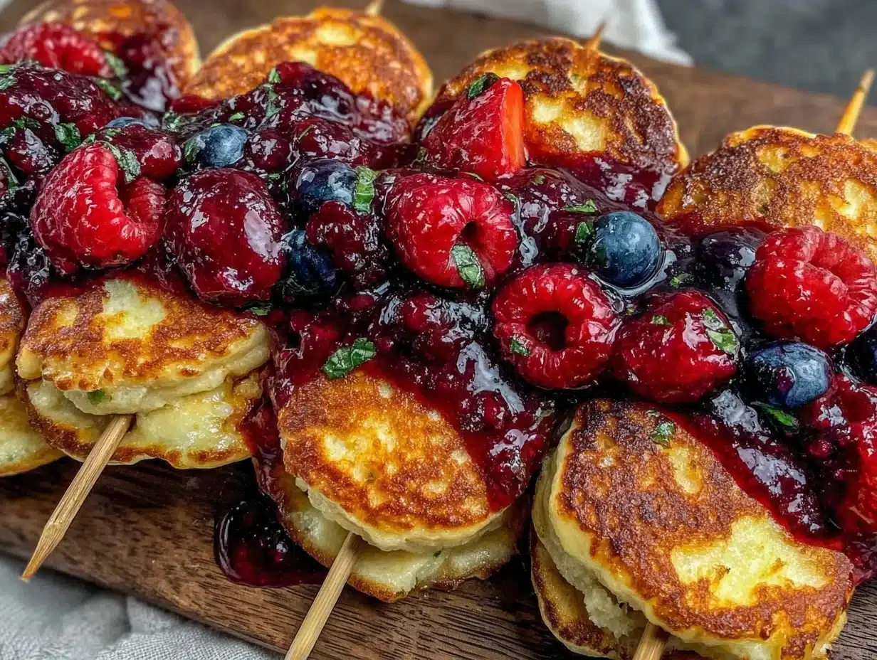 fluffy mini pancake skewers - featured image