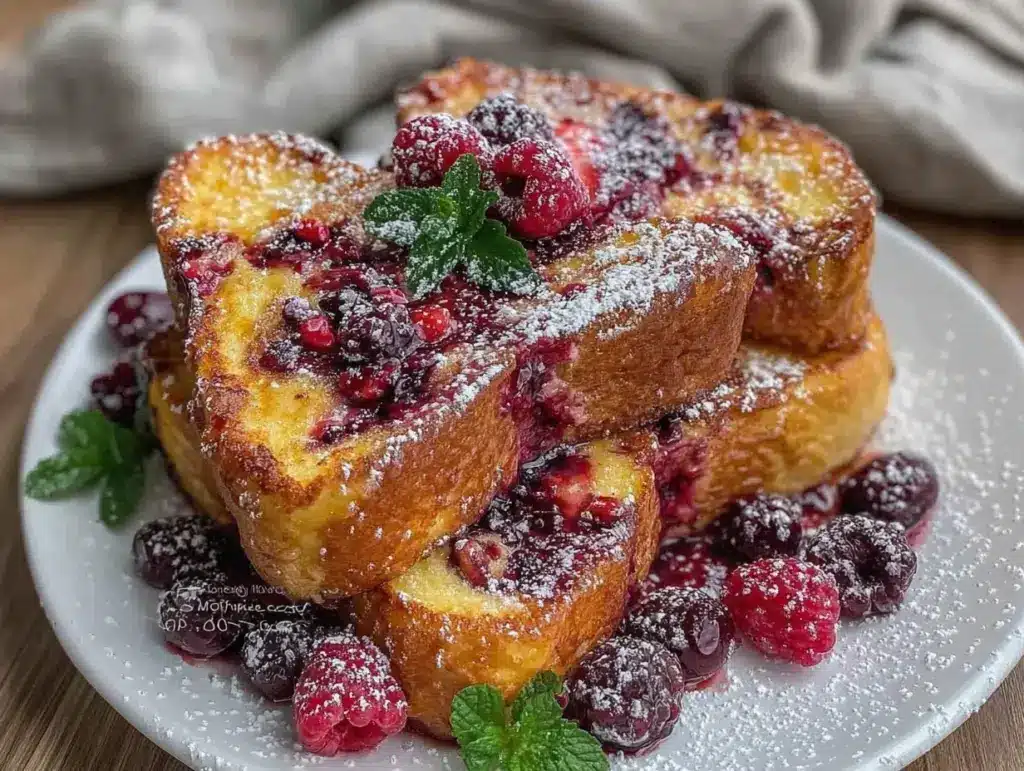 fluffy star-shaped berry stuffed french toast - featured image