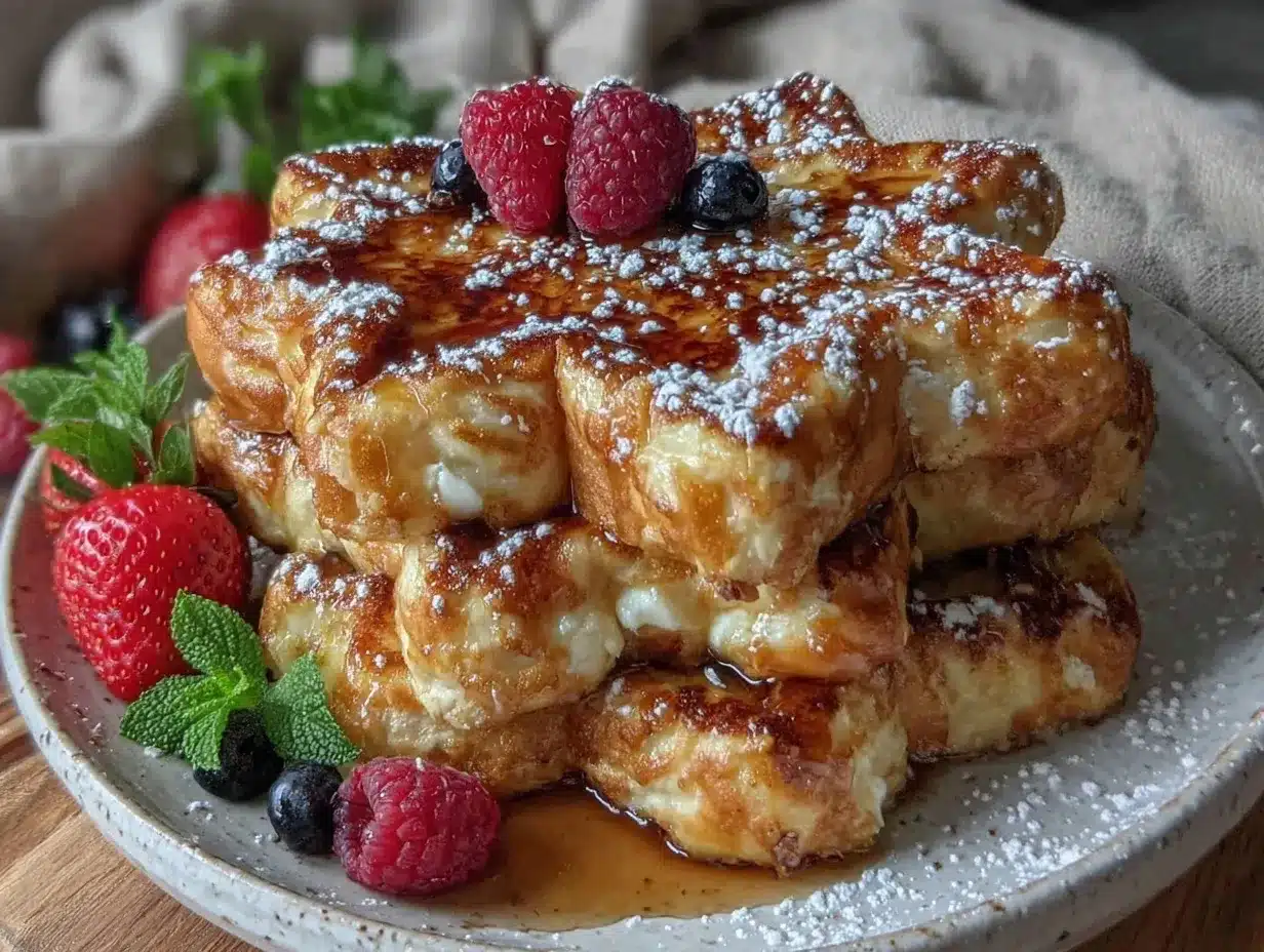 fluffy star-shaped berry stuffed french toast preparation steps