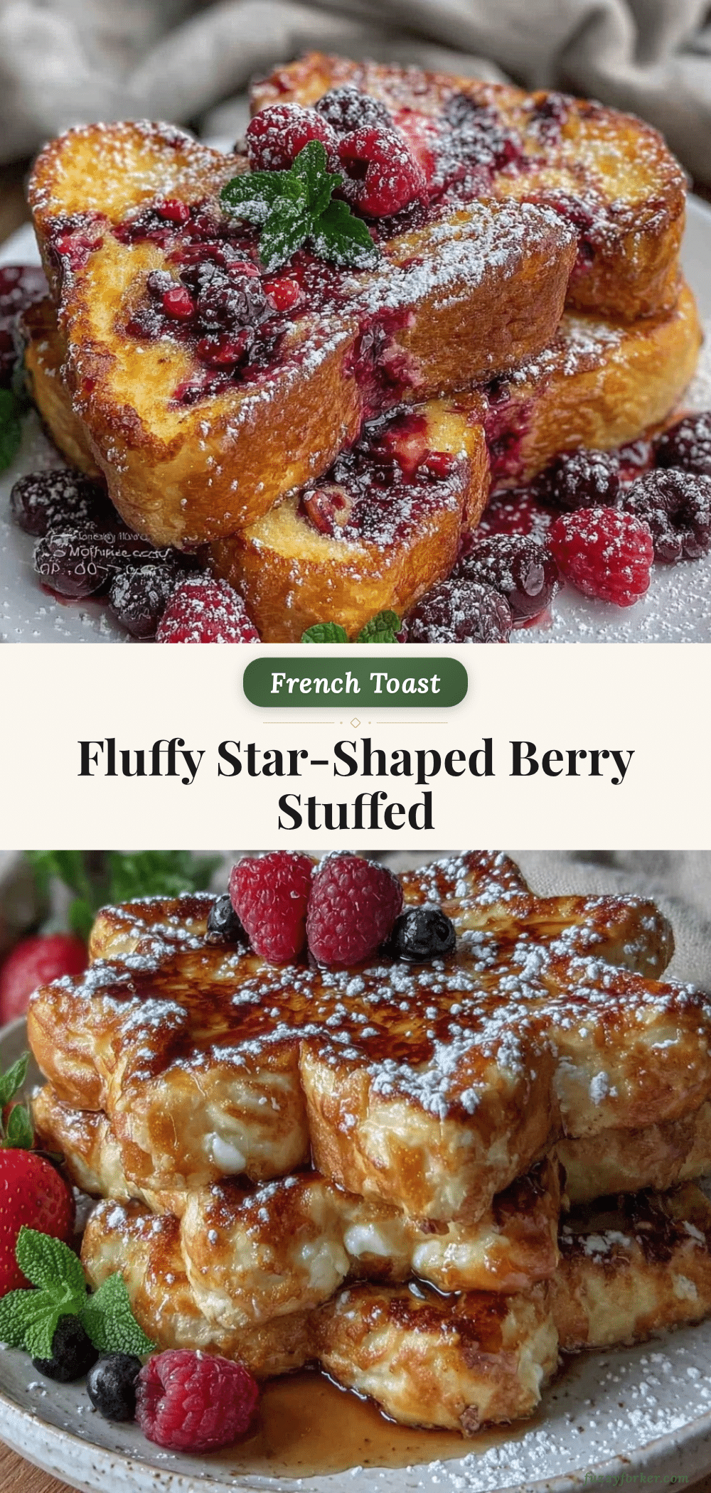 fluffy star-shaped berry stuffed french toast recipe