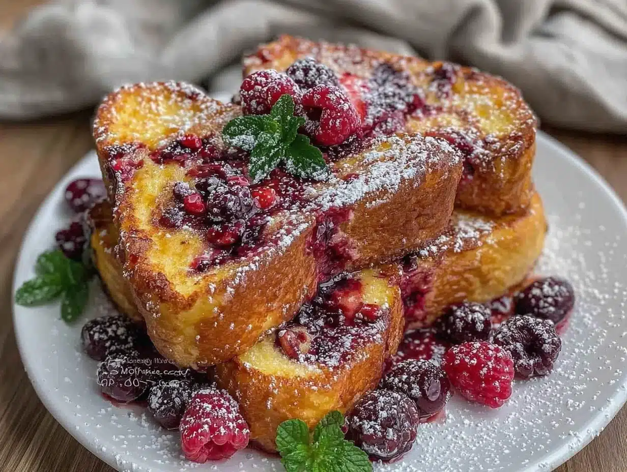 fluffy star-shaped berry stuffed french toast - featured image