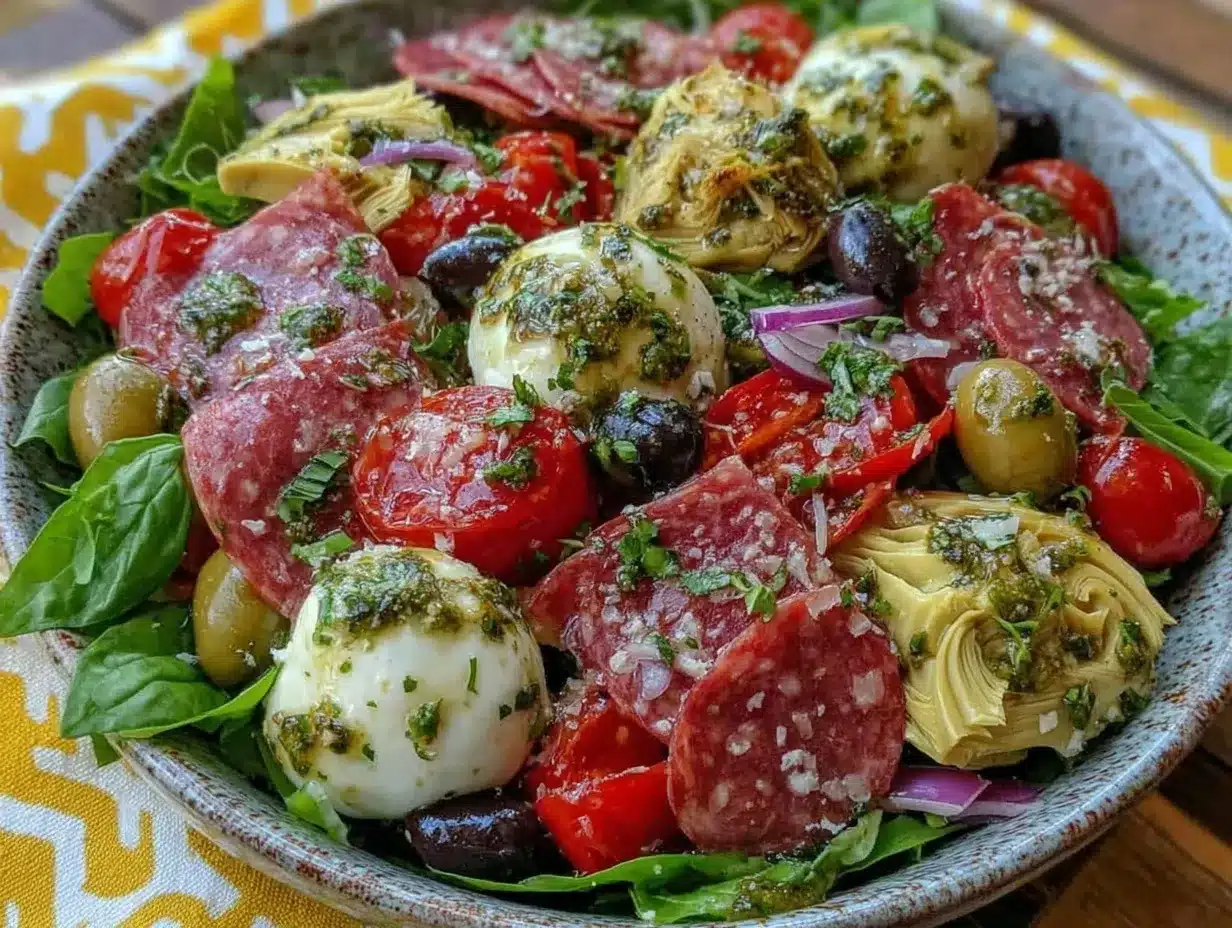 fresh antipasto salad preparation steps