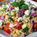 fresh greek orzo pasta salad - featured image