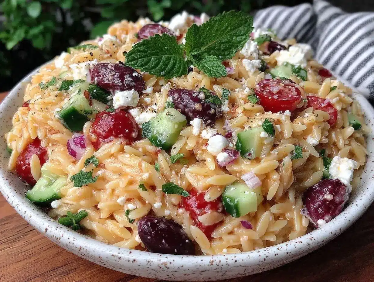fresh greek orzo pasta salad preparation steps