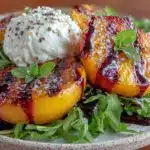 fresh grilled peach burrata salad - featured image