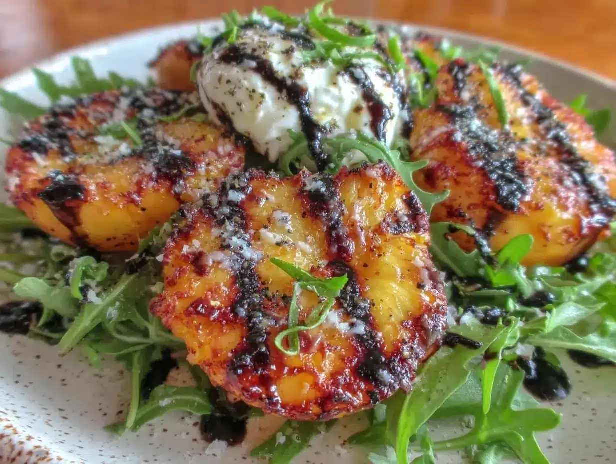 fresh grilled peach burrata salad preparation steps
