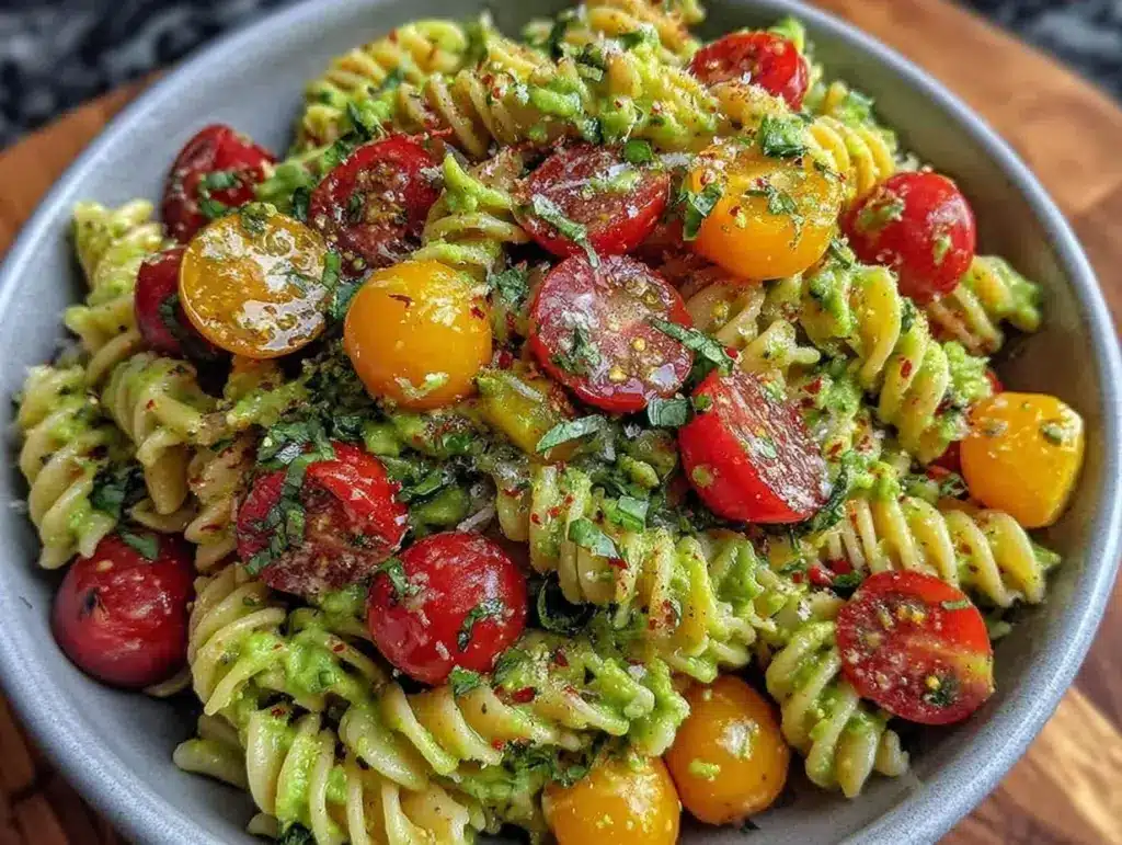 fresh no-mayo avocado pasta salad - featured image