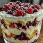 fresh red white and blue berry trifle - featured image