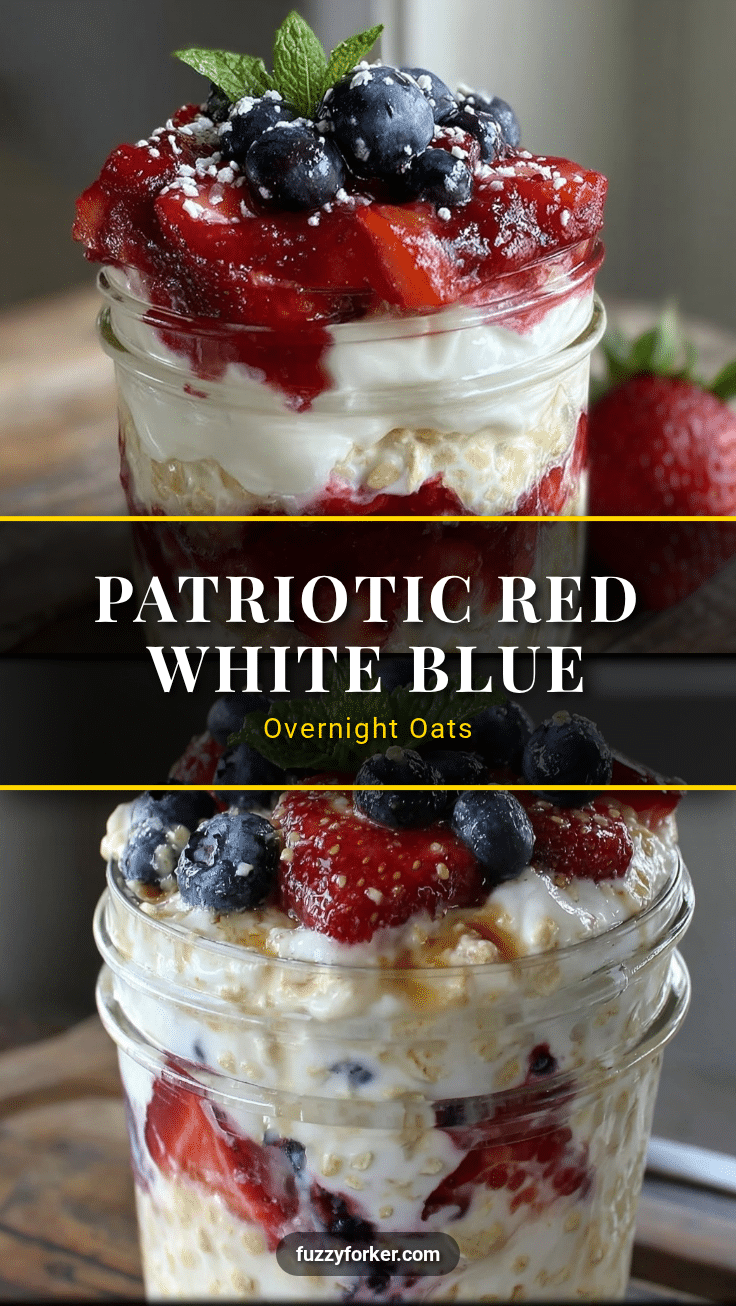 Fresh Red White and Blue Overnight Oats Parfait recipe