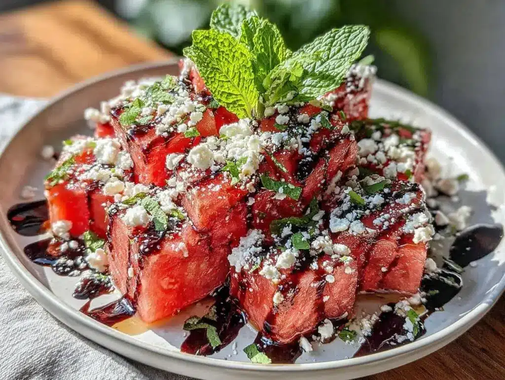 fresh watermelon feta salad - featured image
