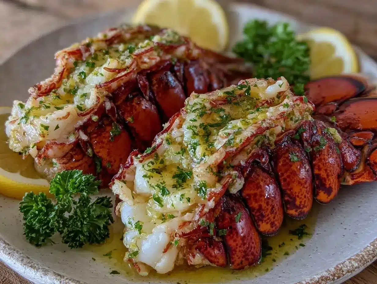 garlic butter grilled lobster tails preparation steps