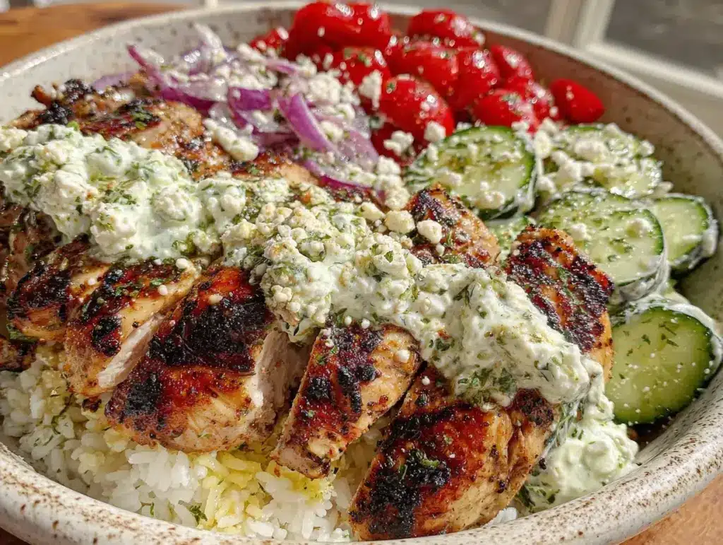 grilled chicken greek bowls - featured image