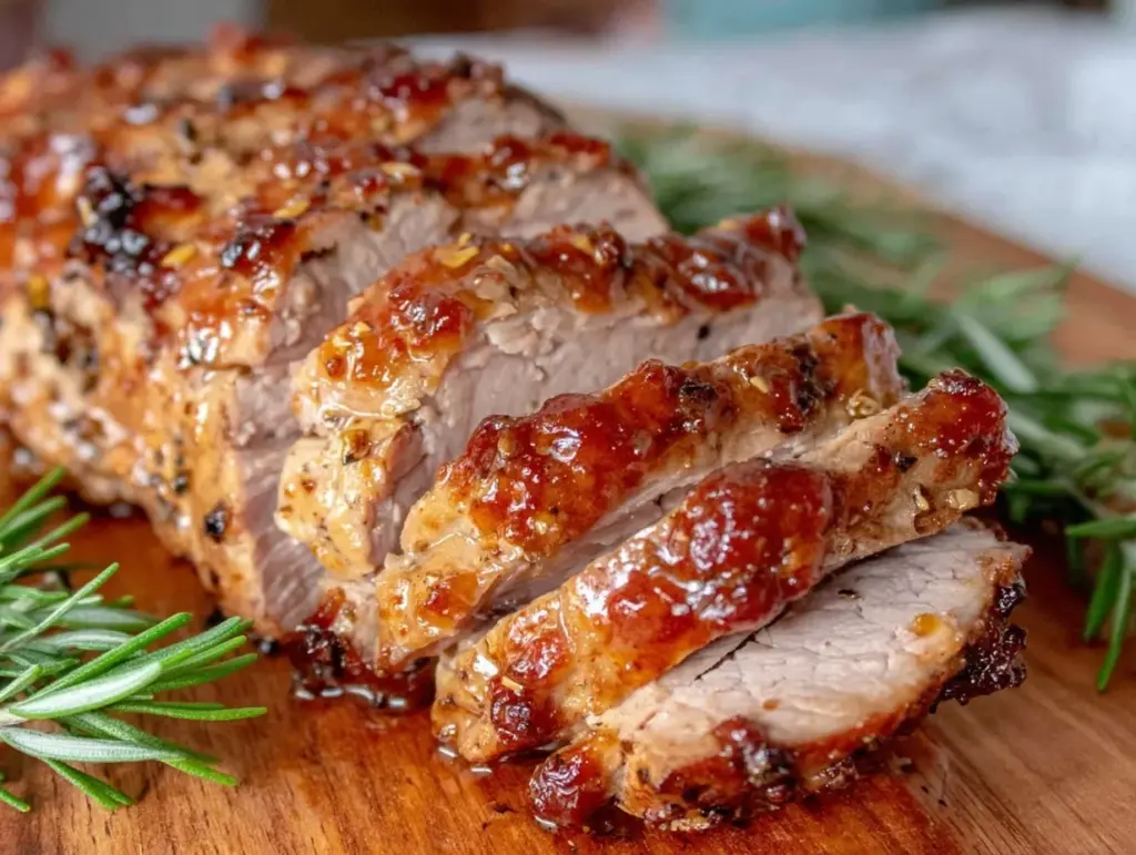 honey garlic slow cooker pork tenderloin - featured image