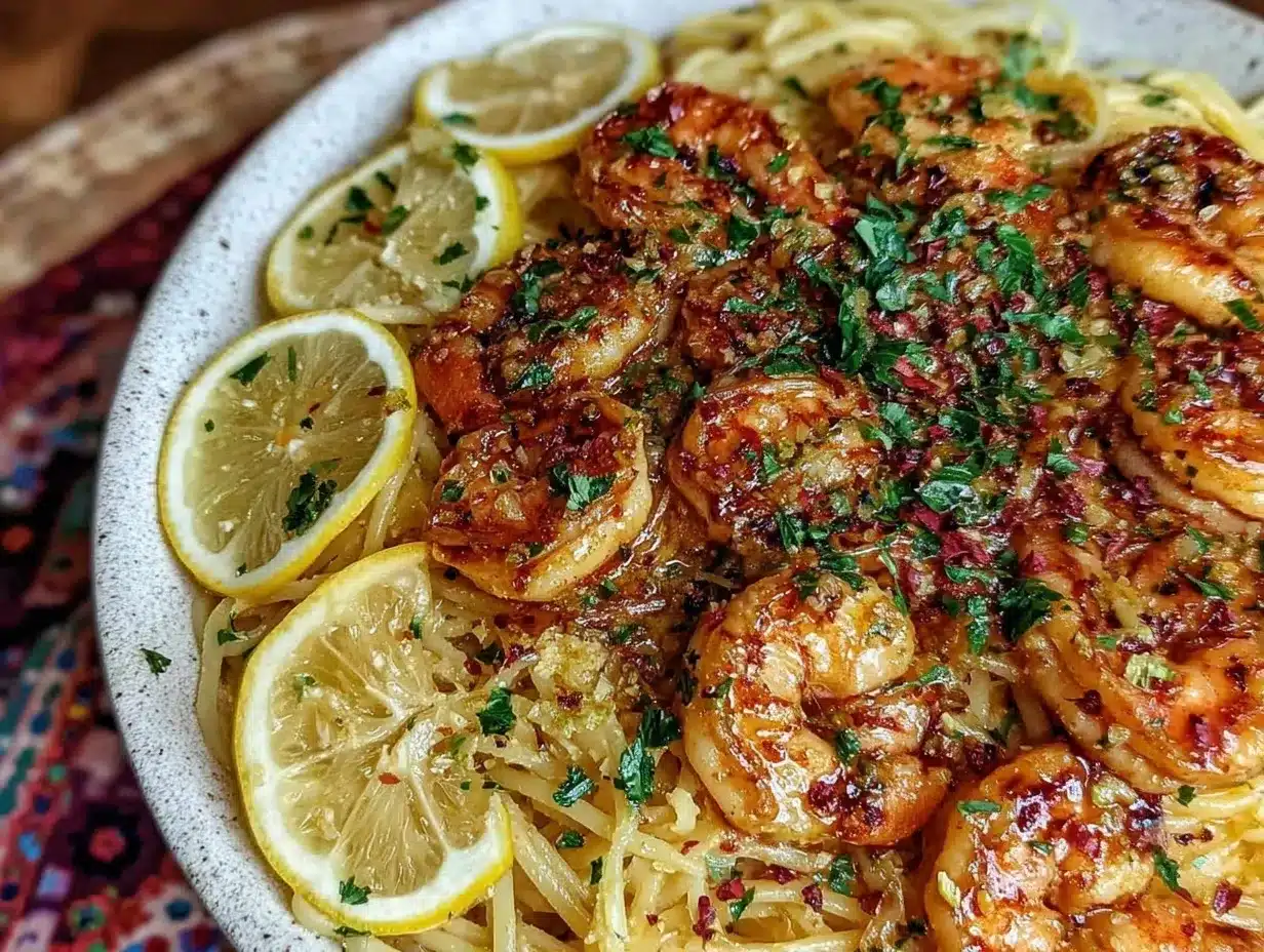 lemon garlic butter shrimp pasta preparation steps