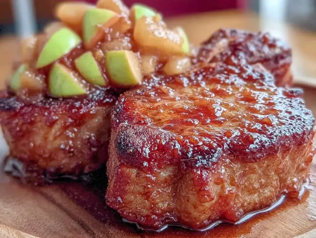 maple bourbon glazed pork chops - featured image