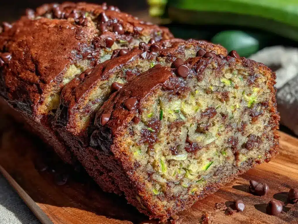 moist healthy chocolate chip zucchini bread - featured image