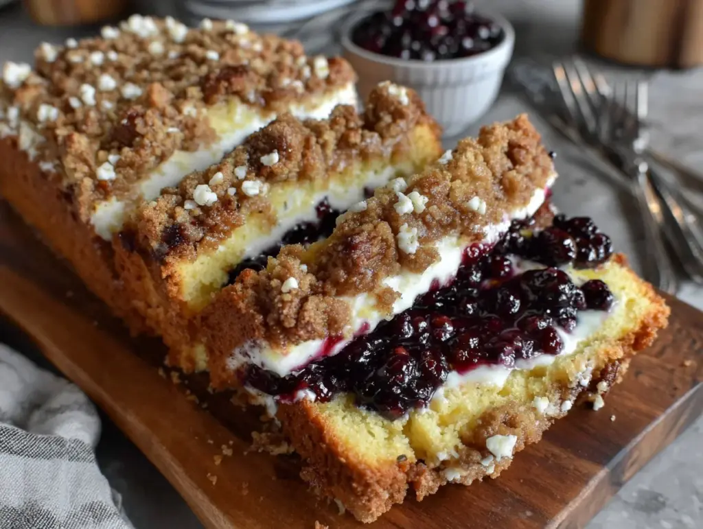 moist huckleberry cream cheese coffee cake - featured image