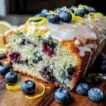 moist lemon blueberry pound cake loaf - featured image