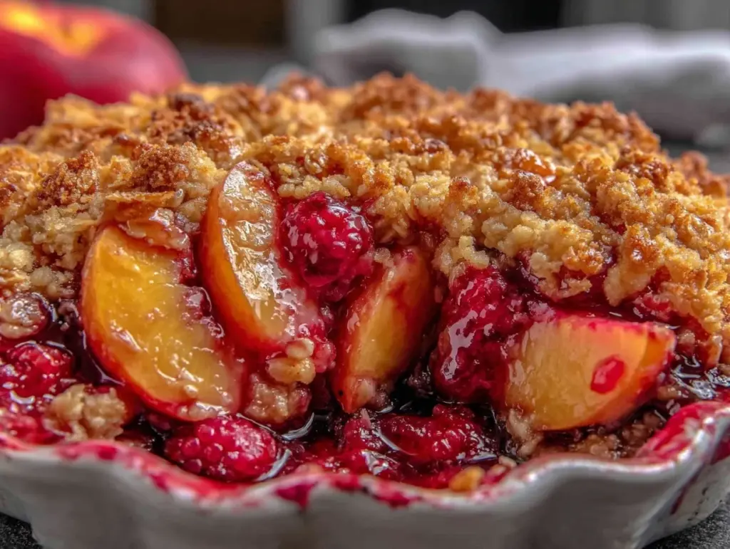 nectarine raspberry crumble recipe - featured image