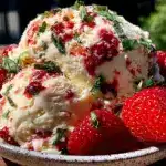 no-churn strawberry basil ice cream - featured image