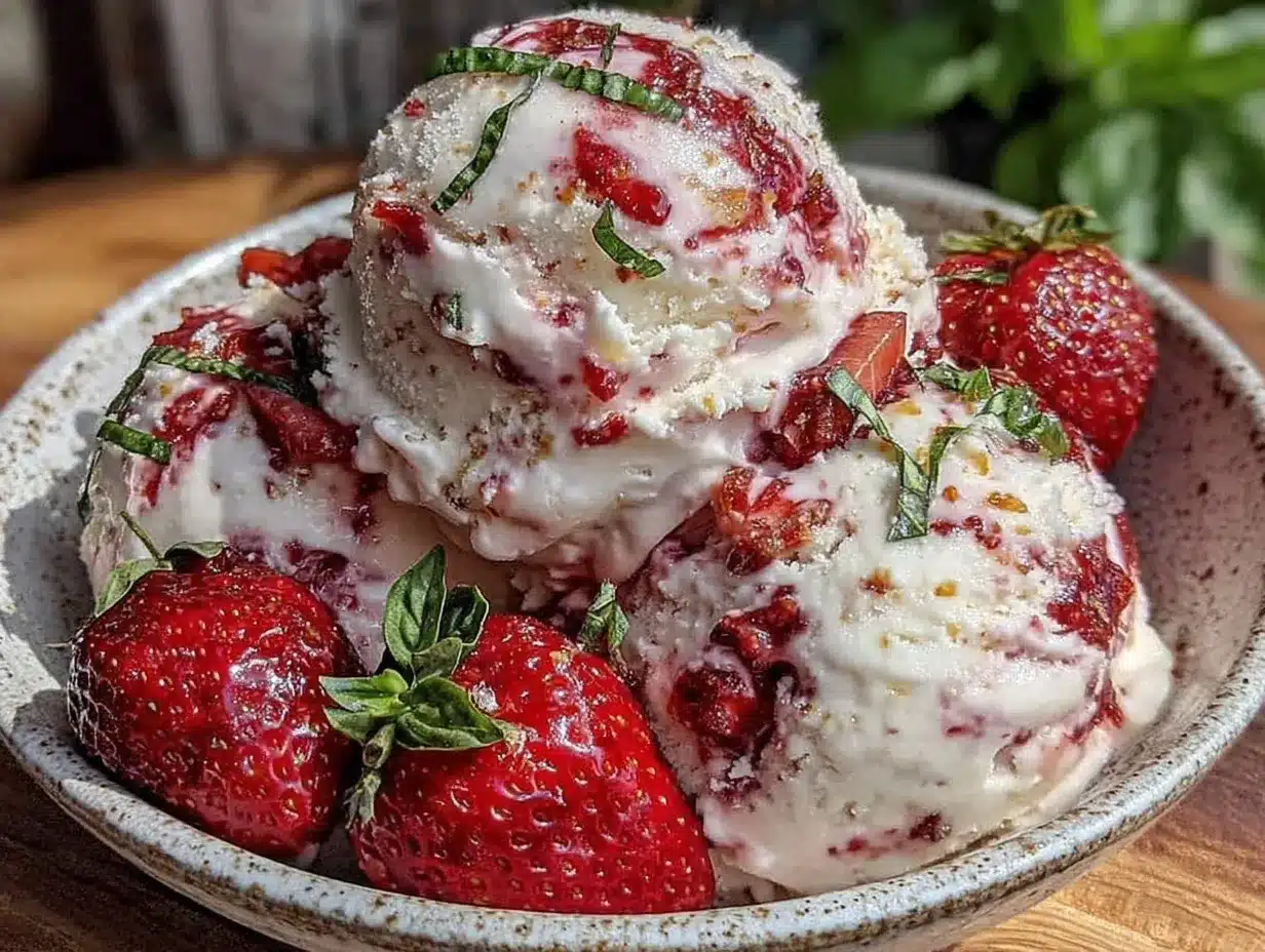 no-churn strawberry basil ice cream preparation steps