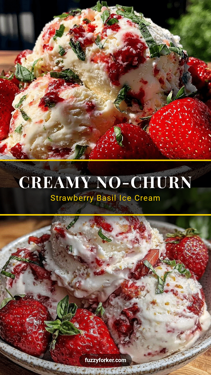 no-churn strawberry basil ice cream recipe