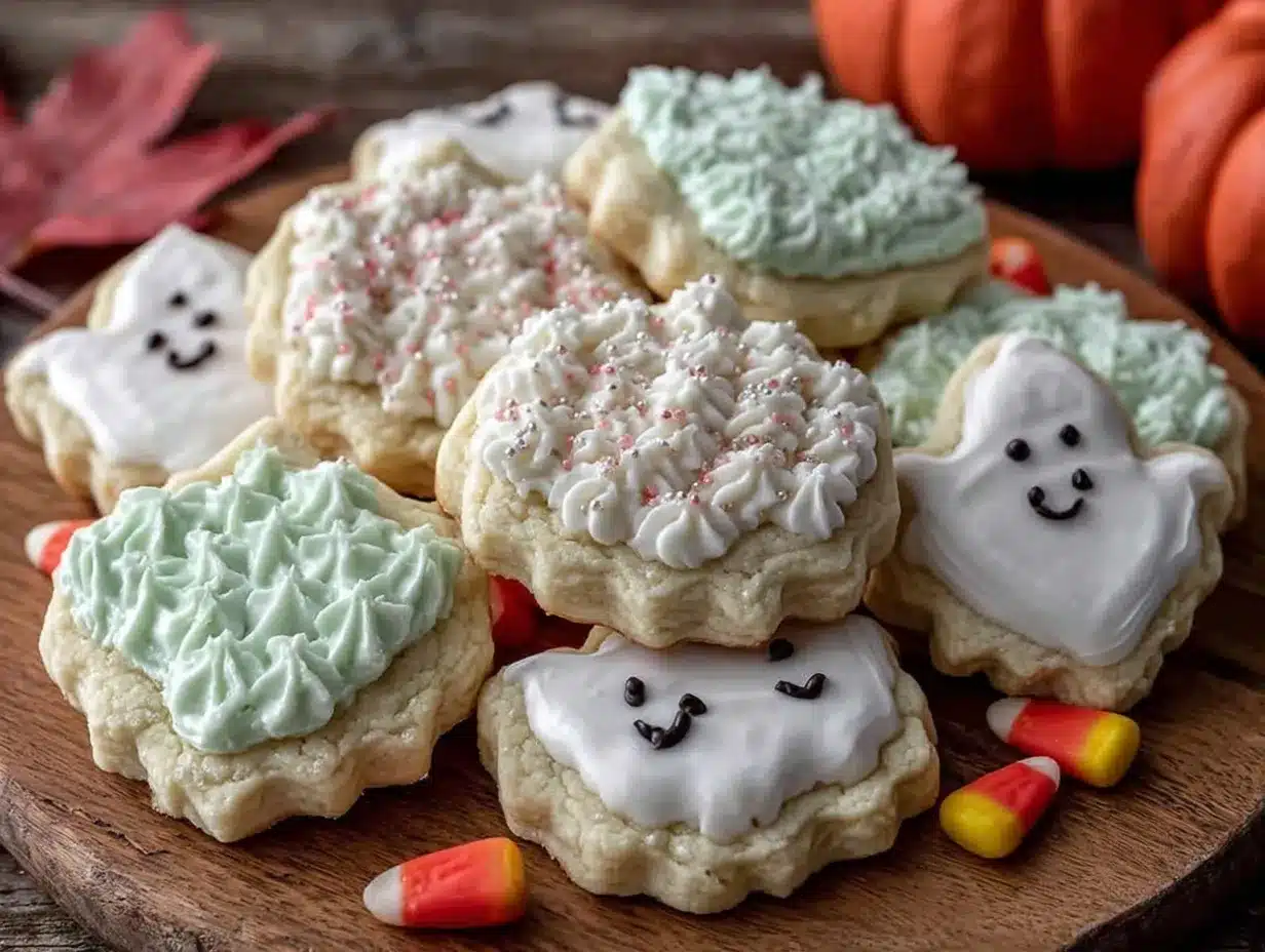 pastel Halloween sugar cookies preparation steps