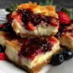 red white and blue cheesecake bars - featured image