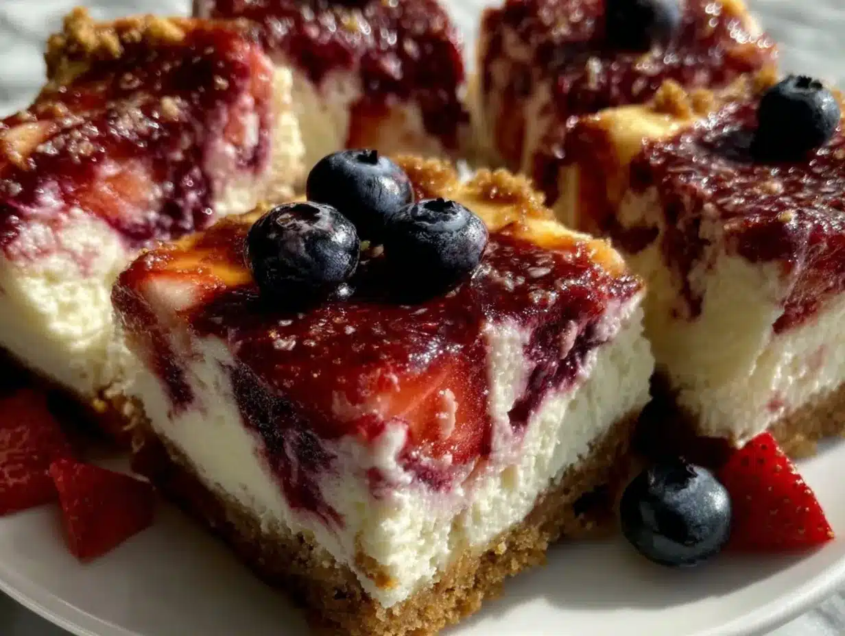 red white and blue cheesecake bars preparation steps