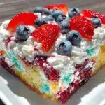 red white and blue poke cake - featured image