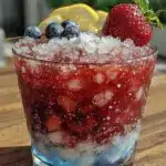 red white and blue vodka lemonade slush - featured image
