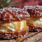 salted caramel pretzel ice cream sandwiches - featured image