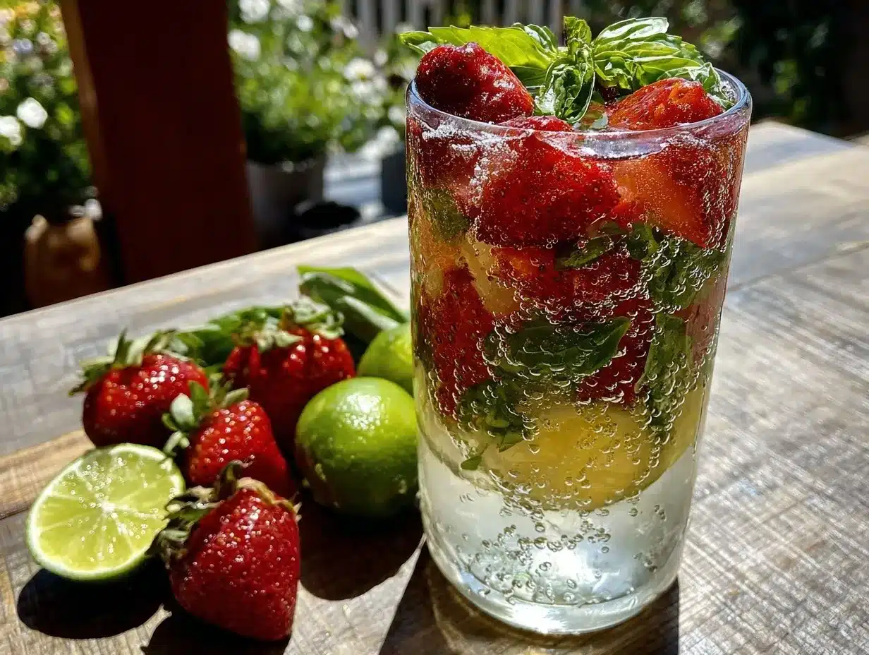 strawberry basil mojito pitcher preparation steps