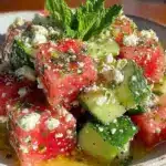 watermelon cucumber feta salad - featured image