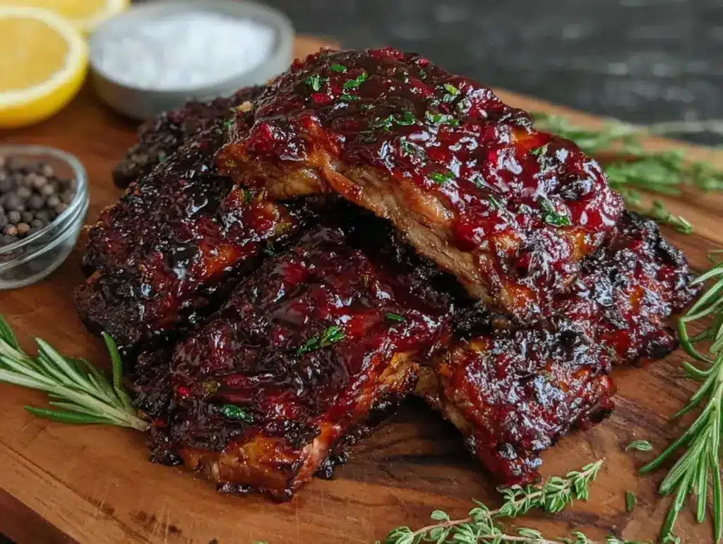 bourbon glazed baby back ribs - featured image