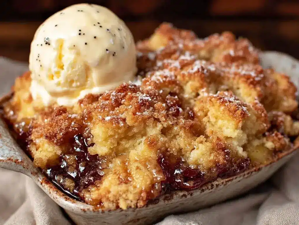 brown butter peach cobbler - featured image