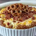 brown butter pretzel-topped chili cheese dip - featured image