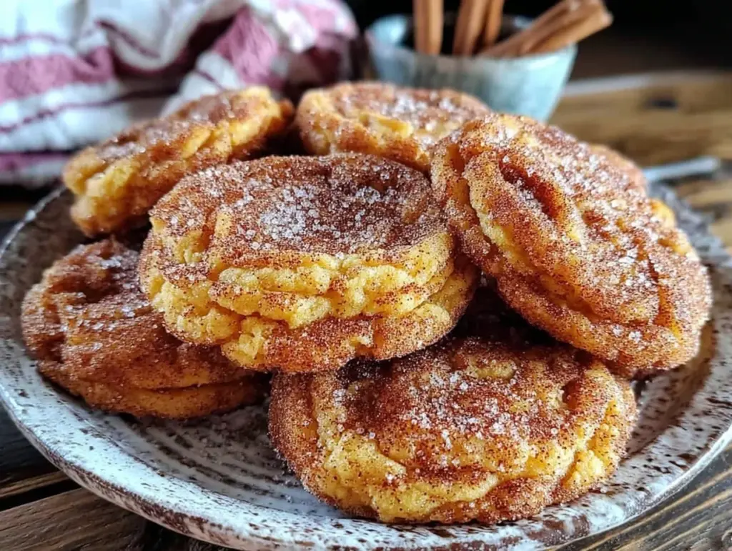 brown butter pumpkin snickerdoodle cookies - featured image