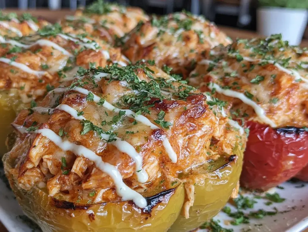 buffalo chicken stuffed bell peppers - featured image