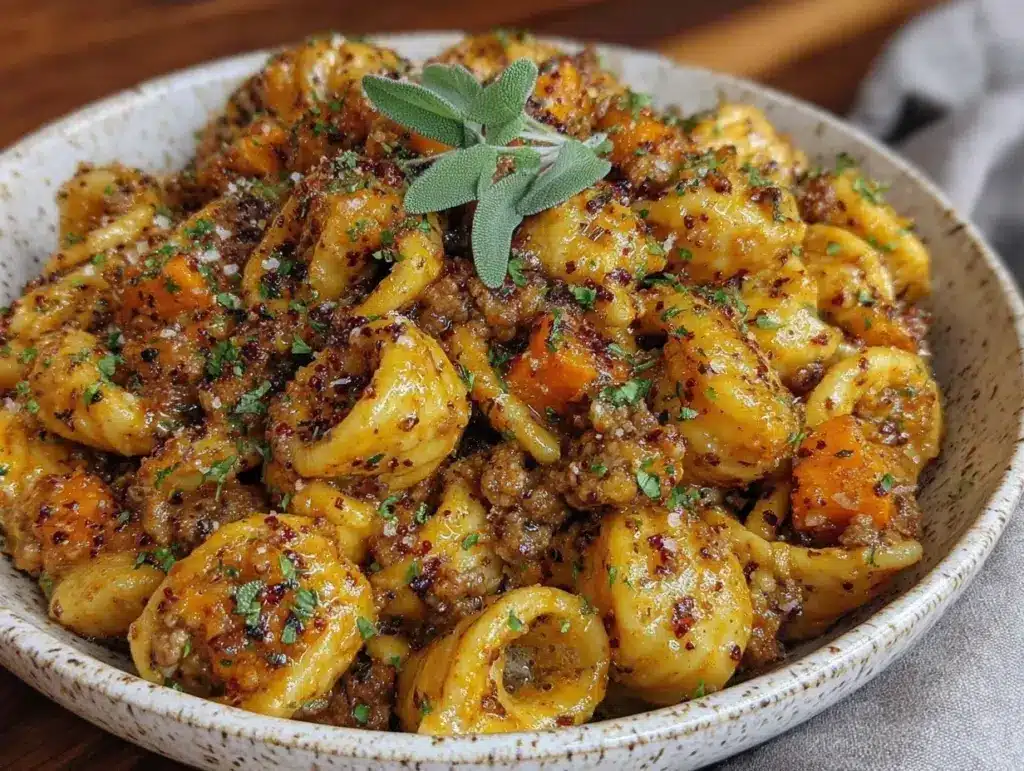 butternut squash sausage pasta - featured image