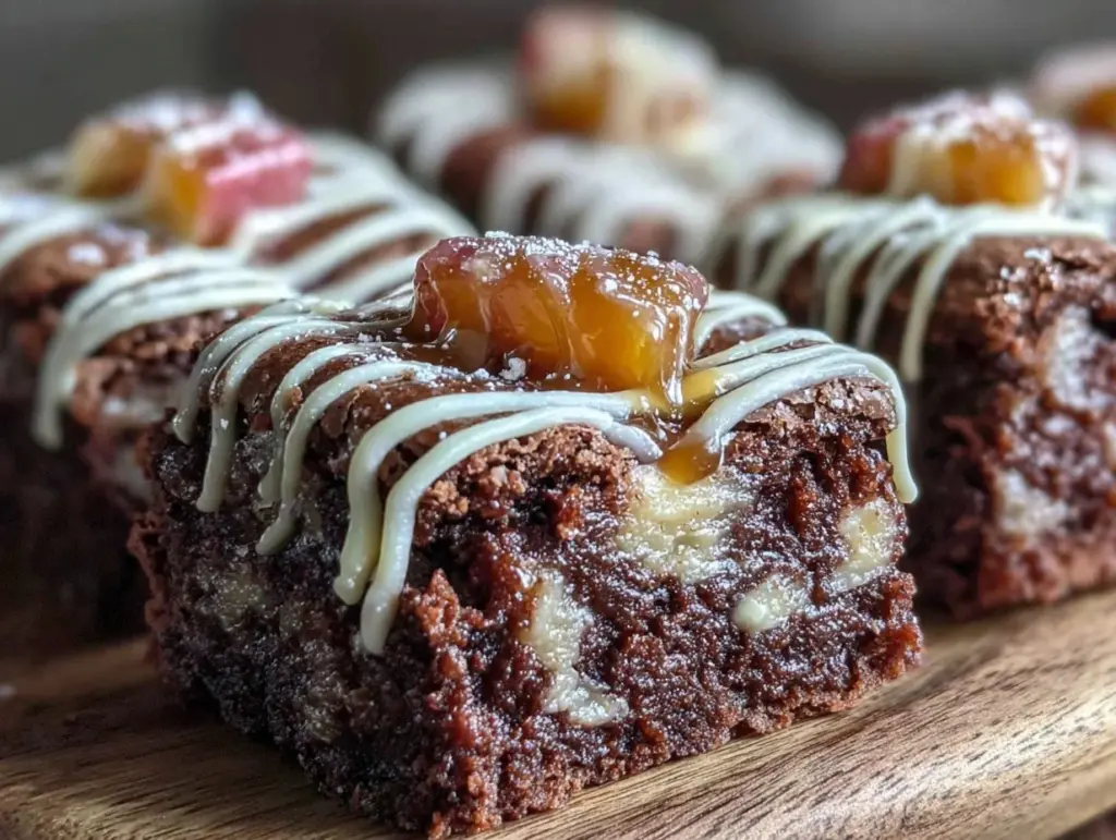 caramel apple mummy brownies - featured image