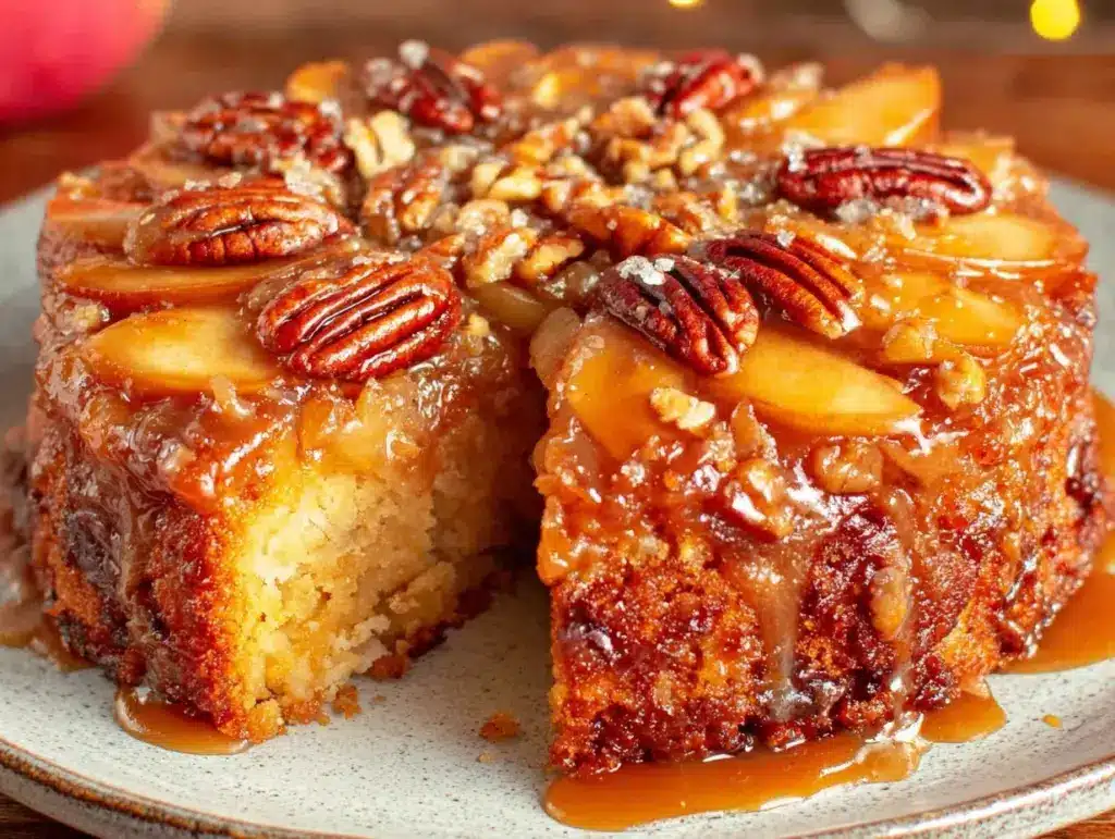 caramel apple upside-down cake - featured image