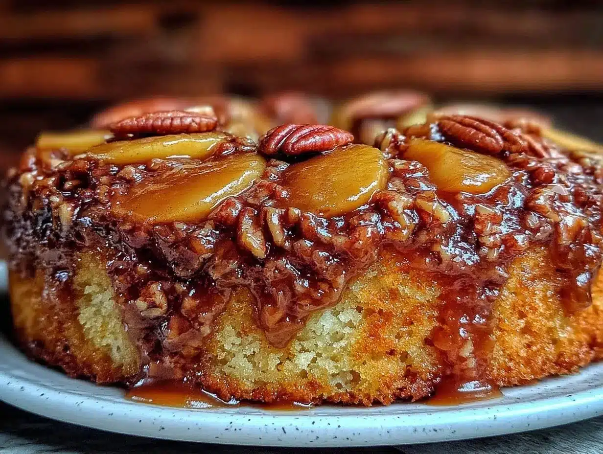 caramel apple upside-down cake preparation steps