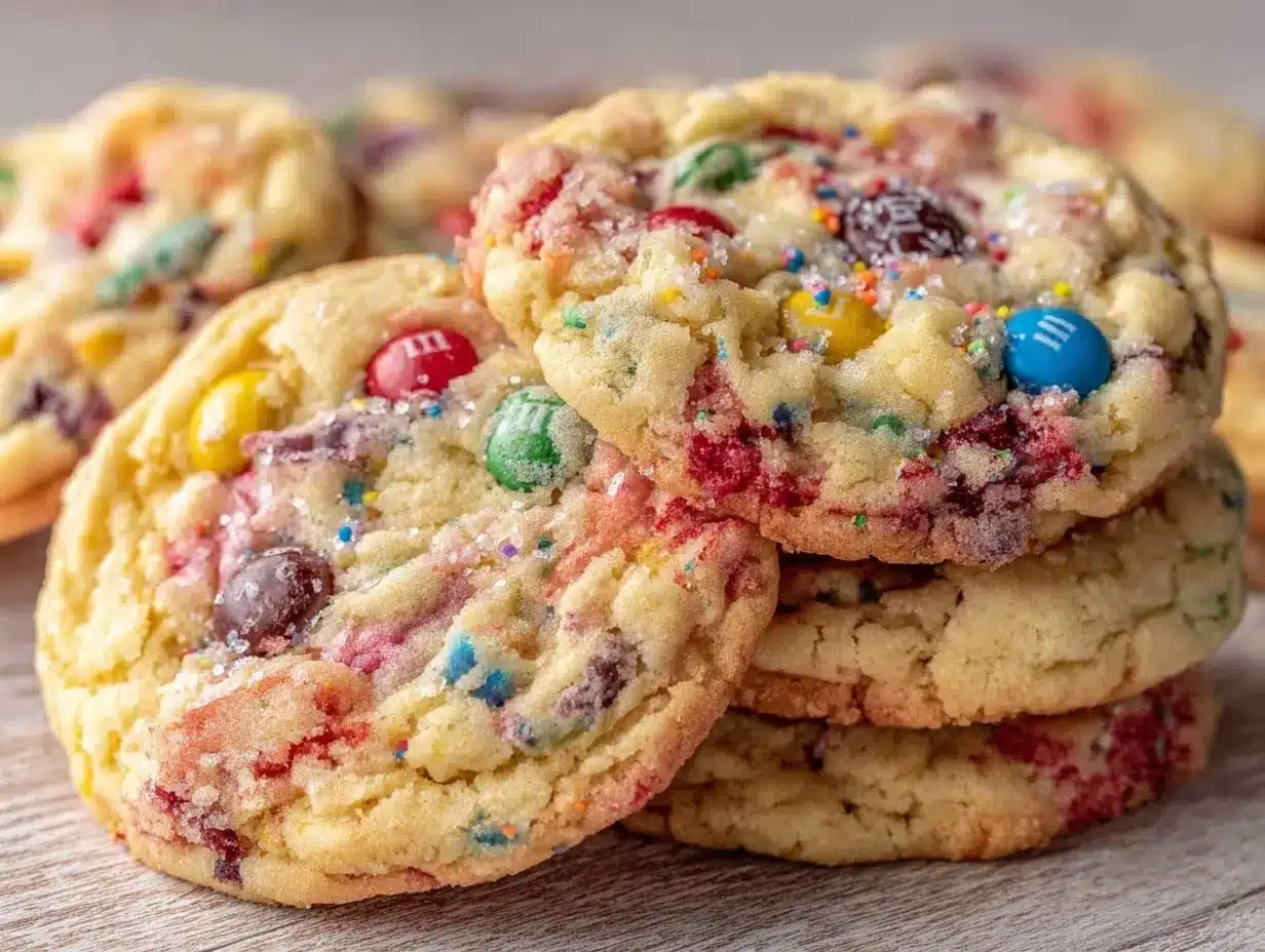 chewy M&M confetti sugar cookies preparation steps