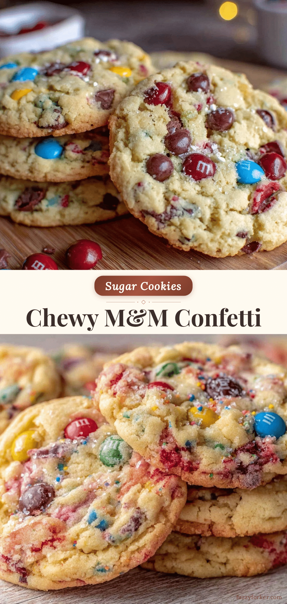 chewy M&M confetti sugar cookies recipe