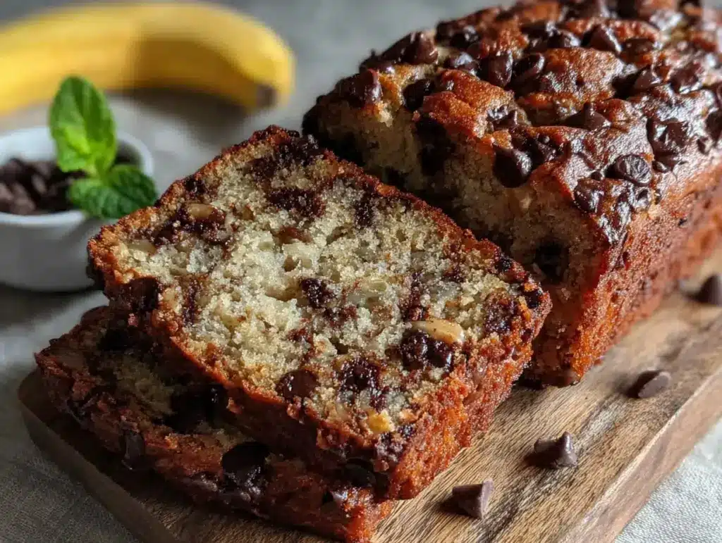 chocolate chip banana protein bread - featured image