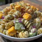 creamy cold dill pickle pasta salad - featured image